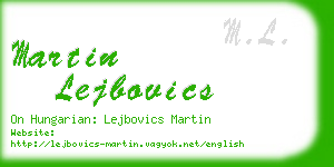 martin lejbovics business card